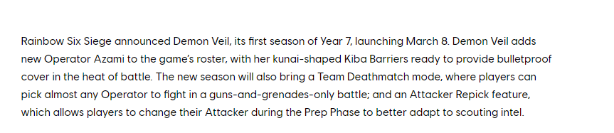 Pengu's tweet photo. Ubisoft quietly announced the release of the new season is on the 8th https://t.co/pVTJL42LhY

Which adds even more confusion as to why there is no hype build-up/marketing around it https://t.co/44QlSAkvOy