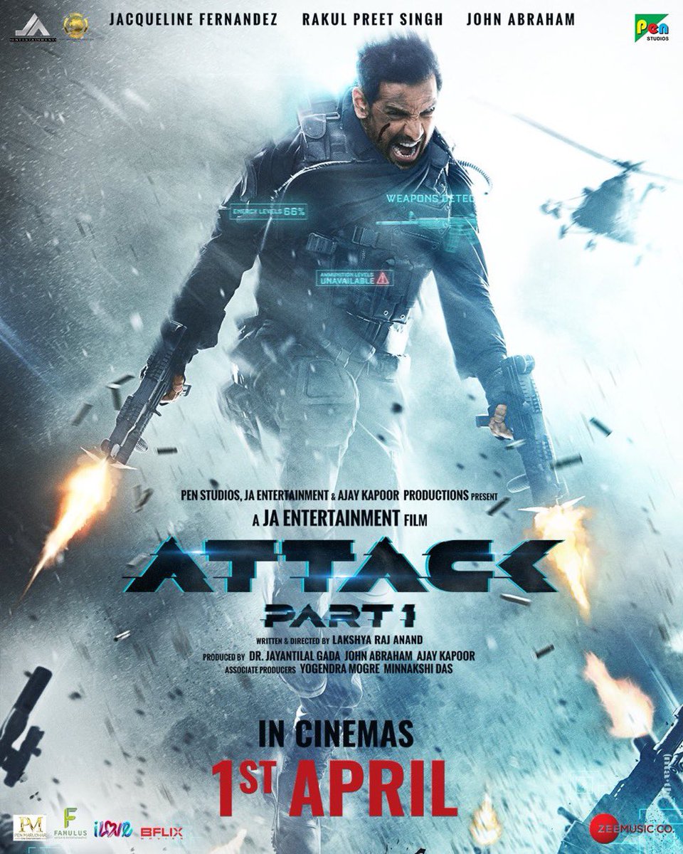 satadeeps's tweet photo. GET READY FOR #ATTACKin1 🔥
#ATTACKTRAILER OUT TODAY !
#Attack - Part 1 releasing in cinemas worldwide on 1st April, 2022.
@TheJohnAbraham @LakshyaRajAnand @Rakulpreet @Asli_Jacqueline @prakashraaj @jayantilalgada #AjayKapoor @MogreYogendra @minnakshidas @SSRCinemas https://t.co/PWROKDTe1b