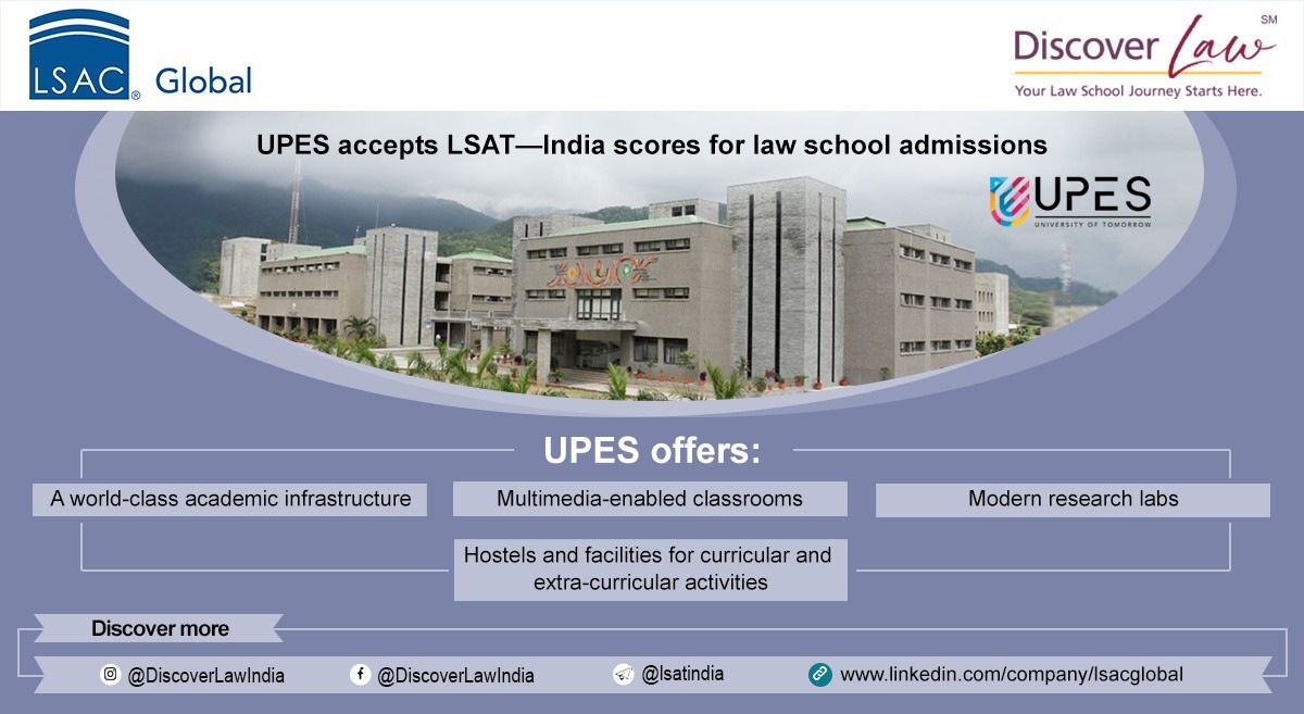 DiscoverLawIn's tweet photo. UPES takes pride in empowering its students to follow their passion for law in a meaningful way through their intricate curriculum, faculty guidance and extra curriculars for young law aspirants. Discover more about UPES and other LSAT—India-affiliated colleges. https://t.co/6dwEMpcv8G