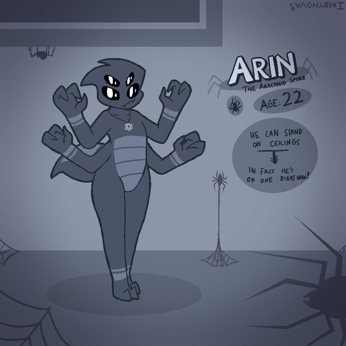 [INSECTOIDS &amp; ARACHNOIDS]:
Cricket 🦗: Rachie's bestie; she's really quiet, but she also really knows how to jump very high
Moti 🦋: A fashioned moth with a micro-smartphone who seeks to become a shining star
Arin 🕷️: A mysterious spider with a great skill at stealth and climbing 