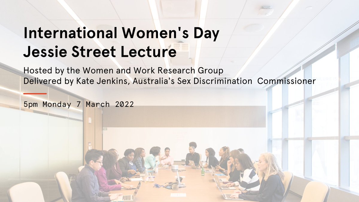 sydney_business's tweet photo. 📣 Tune in at 5pm for the #WWRG annual Jessie Street #IWD Lecture on Respect@Work, presented by Australia’s Sex Discrimination Commissioner @Kate_Jenkins_: https://t.co/lOqpJD9SKh https://t.co/ecB4N25ACn