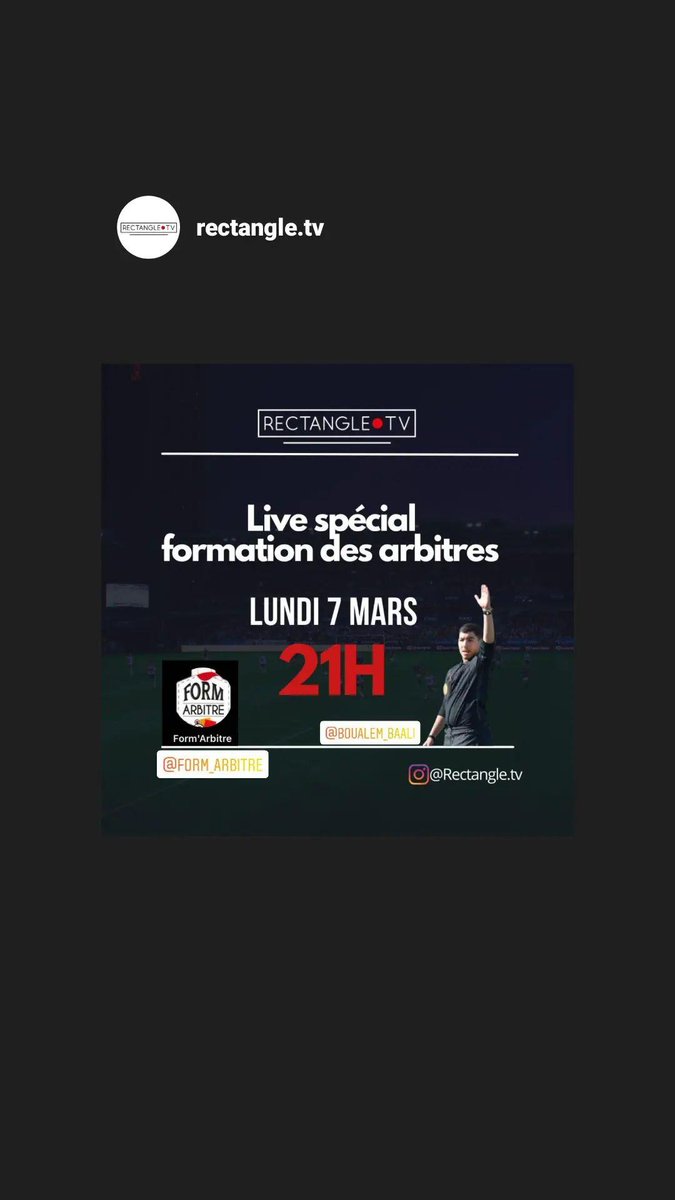 Retrouvez nous ce soir à 21h sur <a href="/RectangleTv/">Rectangle TV</a> instagram.com/stories/form_a…