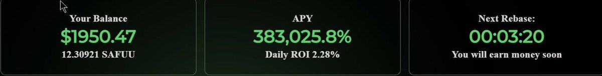 cryptotechtalk's tweet photo. WOW! #SAFUU invested approx. 400 into $SAFUU 5 days 5 hours ago.  Now I have $1950 and earning 45 dollars a day. 383,025.8% APY.  Crazy!  This is not financial advice but boy this is doing well so far!  This is not financial advice #cryptocurrency #CryptoNews https://t.co/Lmw96iLr62