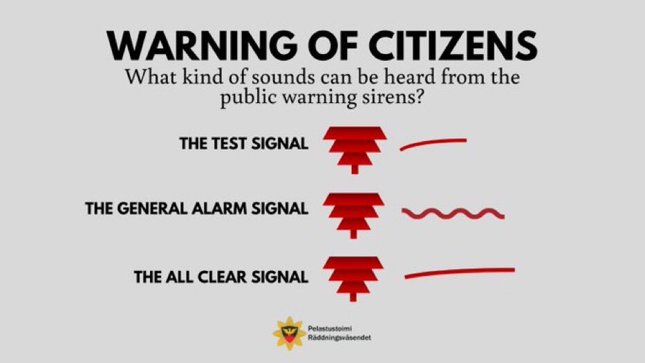 Today is the first Monday of the month; it means that at noon (12:00) the public warning sirens will go off for a test signal. The test signal is a 7 sec long, continuous sound. No reason to worry! #publicwarning #testing #rescueservices #preparedness