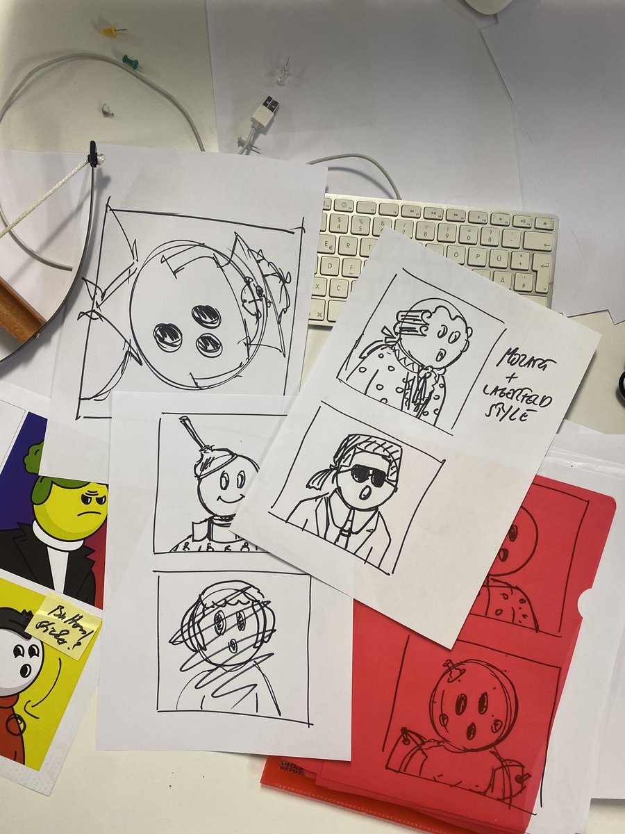 First Bowling Heads sketches back in October '21. 🎳

Now the community is growing day by day, the fanart goes crazy, fun events on discord etc! 

Thanks to all our fellow bowlers, lets keep it rolling. ❤️

Strike a WL or Free NFT:
1⃣ Follow <a href="/BowlingHeads/">Bowling Heads</a> 
2⃣ Retweet this post