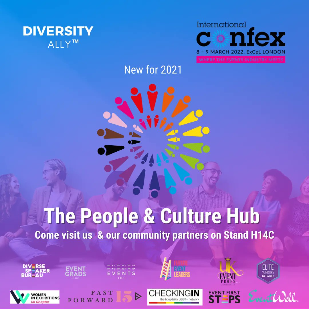 Join us &amp; our community partners on the People &amp; Culture hub at <a href="/IntlConfex/">International Confex</a> TOMORROW @ExCeLLondon 

Come meet all the networks &amp; communities that support our industry when it comes to people, culture &amp; wellbeing #EventProfs 
See you at stand H14C