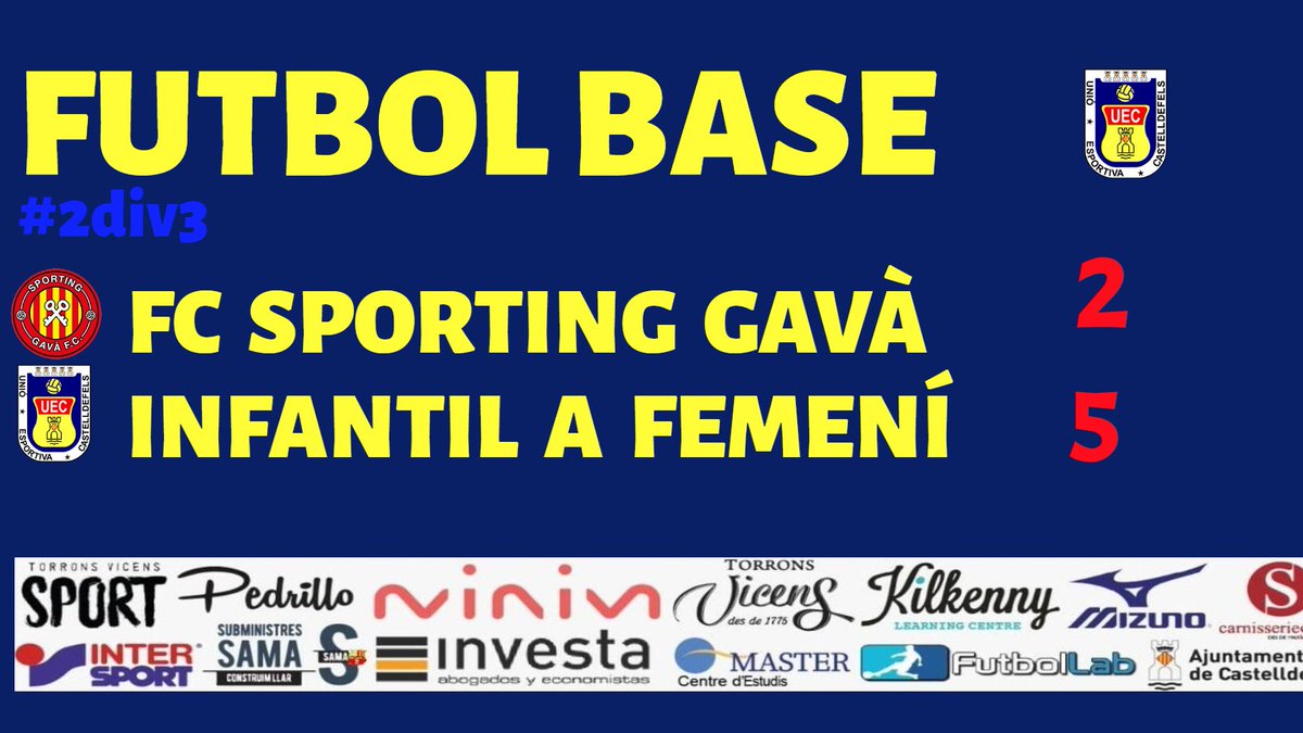 uecastelldefels's tweet photo. #FemeníUEC | 🟡🔵
✅ @FCSportingGava - INFANTIL A FEMENÍ: 2-5 (Helena 2, Olga, Nayra, Paula)
#SomHiGrogues #2div3 #IAFemení https://t.co/n5wYZxBe4D