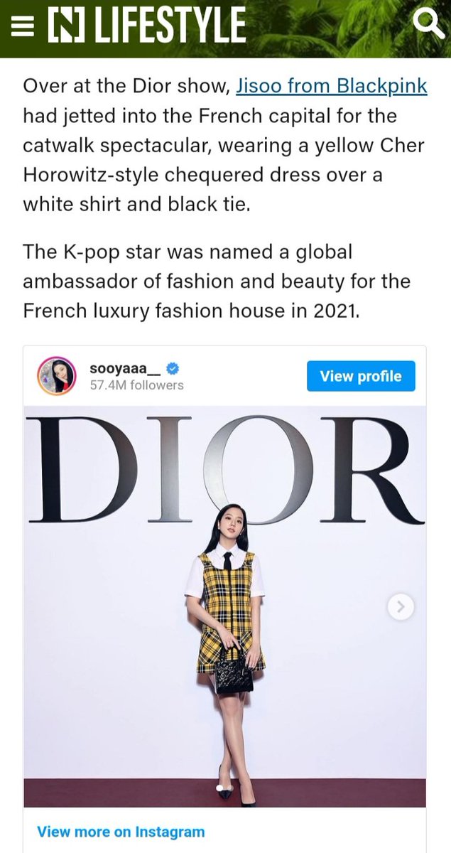 JISOO mentioned by @TheNationalNews as one of the A-list names in the front row of Paris Fashion Week.

'#JISOO from Blackpink had jetted into the French capital for the catwalk spectacular, ...' #JISOOxDiorAW22 

thenationalnews.com/lifestyle/fash…
#블랙핑크 #지수 #블랙핑크지수 #DiorAW22