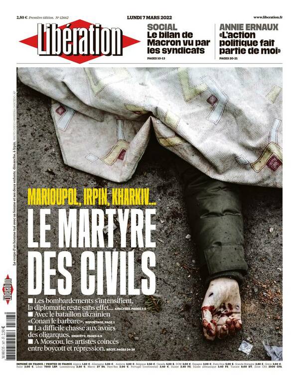 Il Martirio dei civili - la prima pagina di <a href="/libe/">Libération</a> liberation.fr <a href="/ROBZIK/">ROBERTO ZICHITTELLA</a>