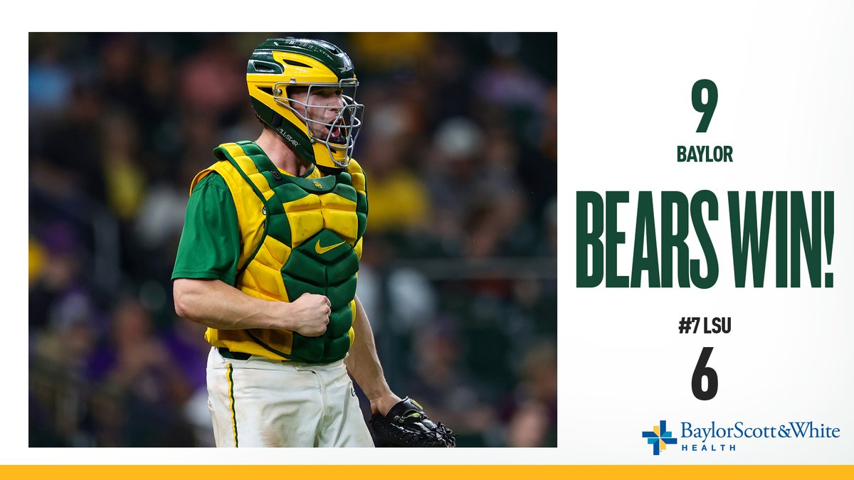 BEARS WIN! 🐻🤟⚾️

On Sunday's, WE wear gold and get top-10 dubs 🏅😎

#SicEm 🐻⚾️