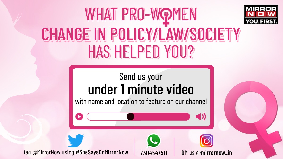 MirrorNow's tweet photo. This #WomensDay, our dear #women followers can record <1 minute videos and tweet to us Mirror Now using #SheSaysOnMirrorNow - "good changes around me" ♀️✨🌸
Get a chance to be featured on our channel & social media
#JoyOfEquality https://t.co/r3fkUsCJy8