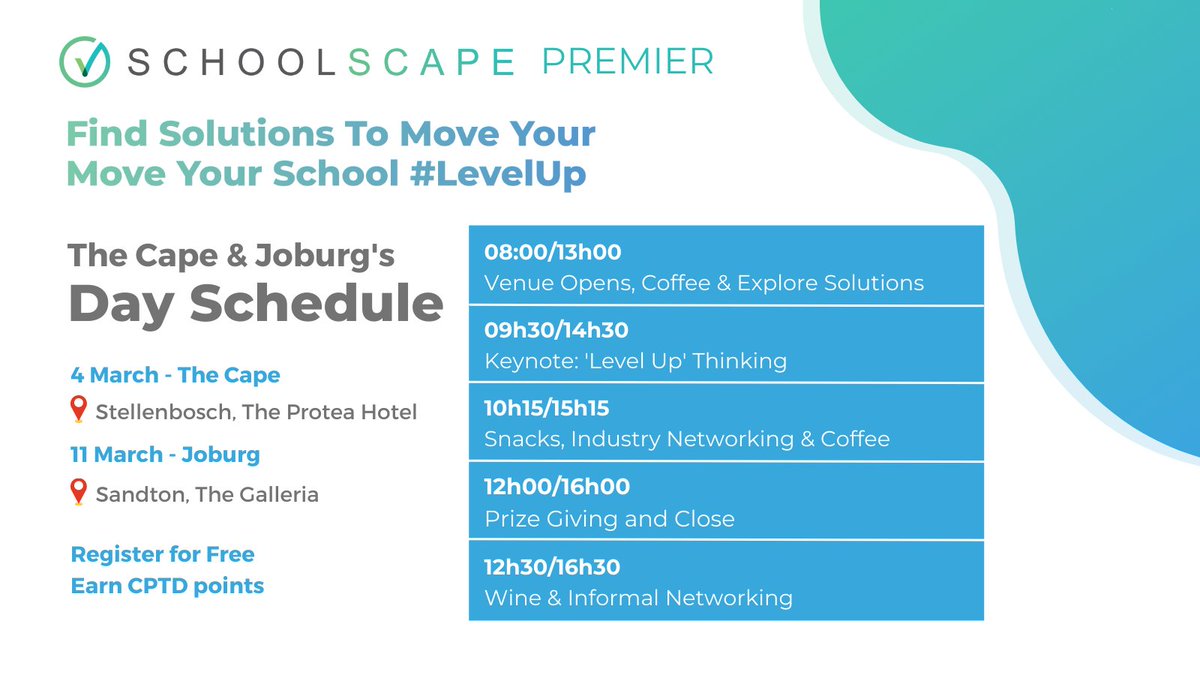 They are back! Schoolscape is hosting their ever-popular Premier event, and this time not just virtual but also in person! Join us in JHB and for a two day virtual event (8 - 11 March). Register for free 👉bit.ly/3Evtxtp