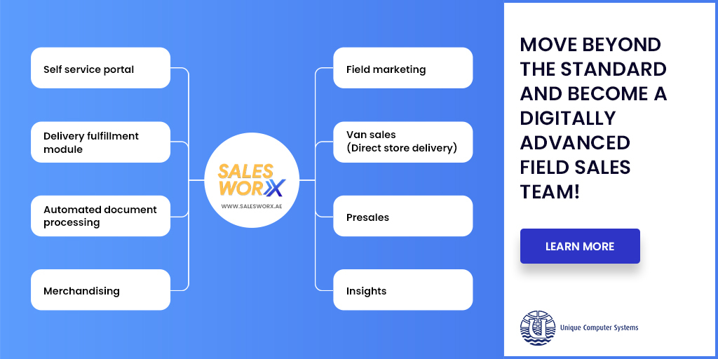 UCSSolutions's tweet image. Move beyond the Standard and become a Digitally Advanced Field Sales Team!
SalesWorx gets you the needed data and ready to achieve your goals in field activities.
Learn More: rsn8.ae/A2O83hW

#fieldsalesautomation #mobilesalesforceautomation #salesworx #ucssolutions