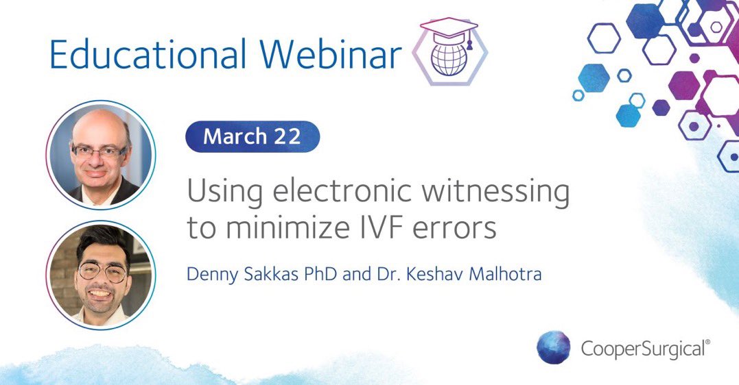 drmalhotraK's tweet photo. Don't miss the #fertility #webinar, 'Using electronic witnessing to minimize IVF errors', with Denny Sakkas, PhD, and Dr Keshav Malhotra.
REGISTER NOW https://t.co/FfdXi4yN1o
#RIWitness #witnessingsystem #knowledgesharing #IVFwitness #ChangingFertilityCare https://t.co/dkicUr8BZf