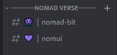 NearNomad's tweet photo. We have text channels for Collab Derivative Project :
Nomui, Nomad Bit now! 🥳
Come hang out with us in Nomad Club!
DISCORD: https://t.co/F1wBBqXadK
#NEARNOMAD #NOMUI #NOMADBIT #NEARnft #NEAR #PARASnft #NEARNOMAD @ParasHQ @NEARProtocol https://t.co/XDgfuU5keV