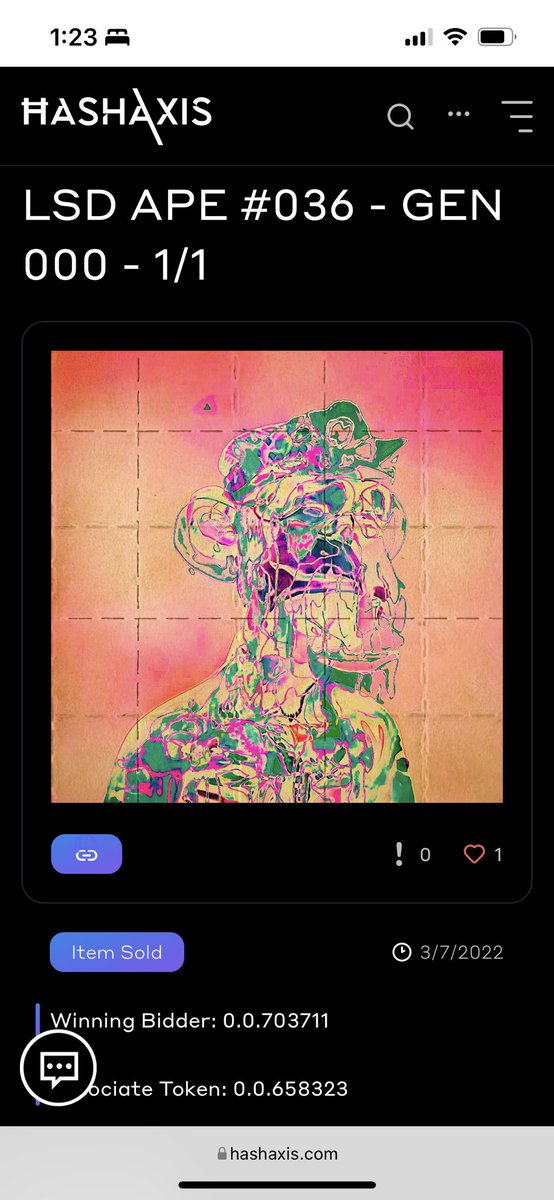 LSDApes's tweet photo. #LSDApe #36 Sold! #HederaNFT https://t.co/deM1CPZ6ic