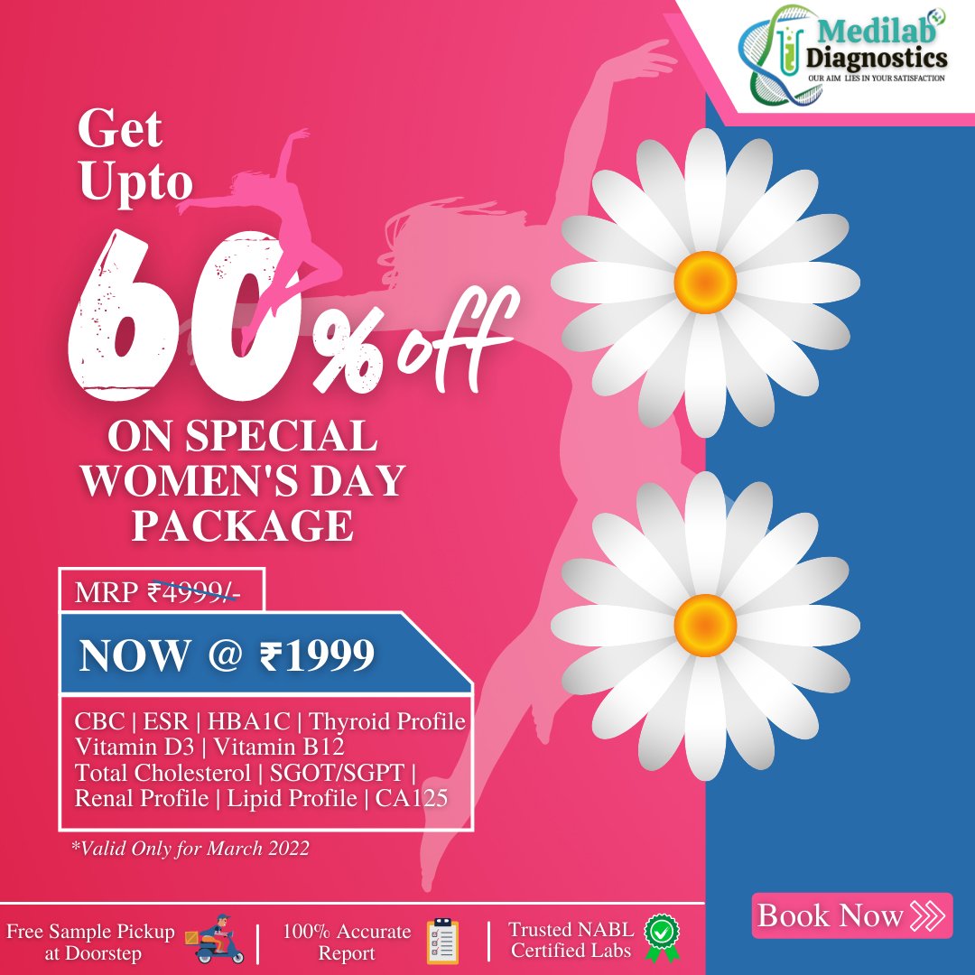 MedilabDC's tweet photo. Keep your #health in check with Medilab's range of preventive Special #Women health packages @Just Rs.1999/-
✅ Safe and Free Sample Pickup at Doorstep
✅ Safe and Hygenic Testing
✅ Trusted #NABL Certified Labs
✅ 100% Accurate Reports
✅ Analyze up to 55 parameters https://t.co/SON4dp9Sb5