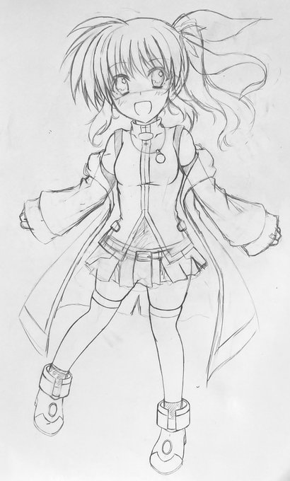 なのはちゃん誕生日用のイラスト
全体的な形は完了しました!

顔はまだ描かないと
言ってましたがやっぱり顔
描いちゃいましたw

これから細かな修正と清書です
(*'∀`*) 