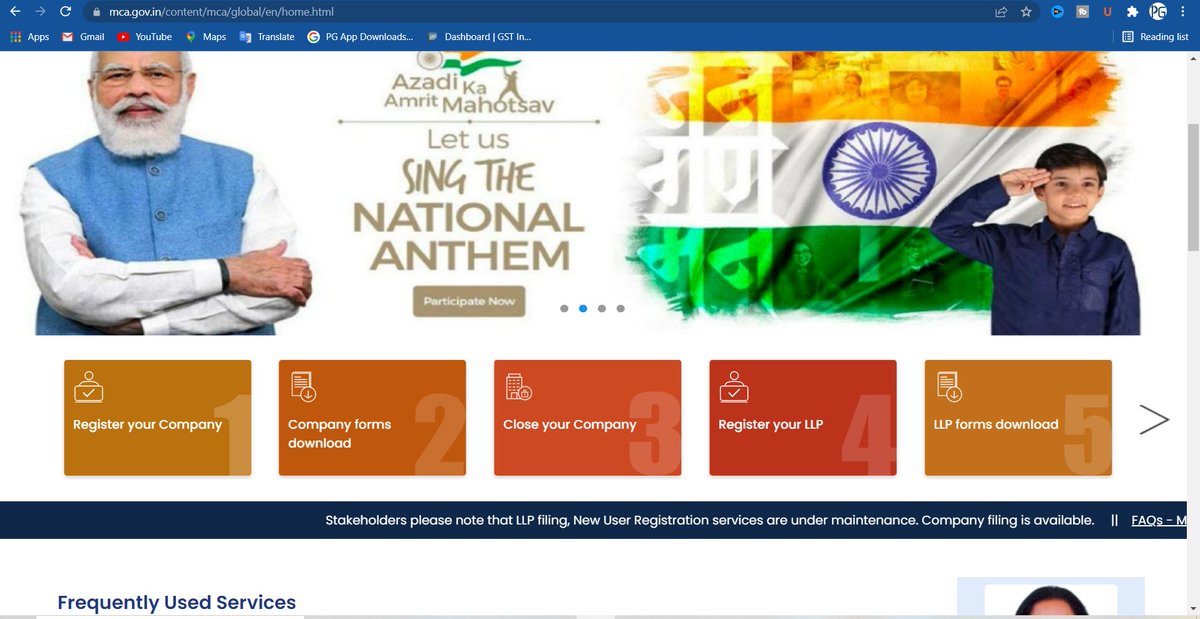 After Income Tax Portal, MCA portal fails to launch on time. 

New system for LLP filings and new registration facility is under maintenance before its launch?

Read the scrolling msg in below image.

#mca #MCA