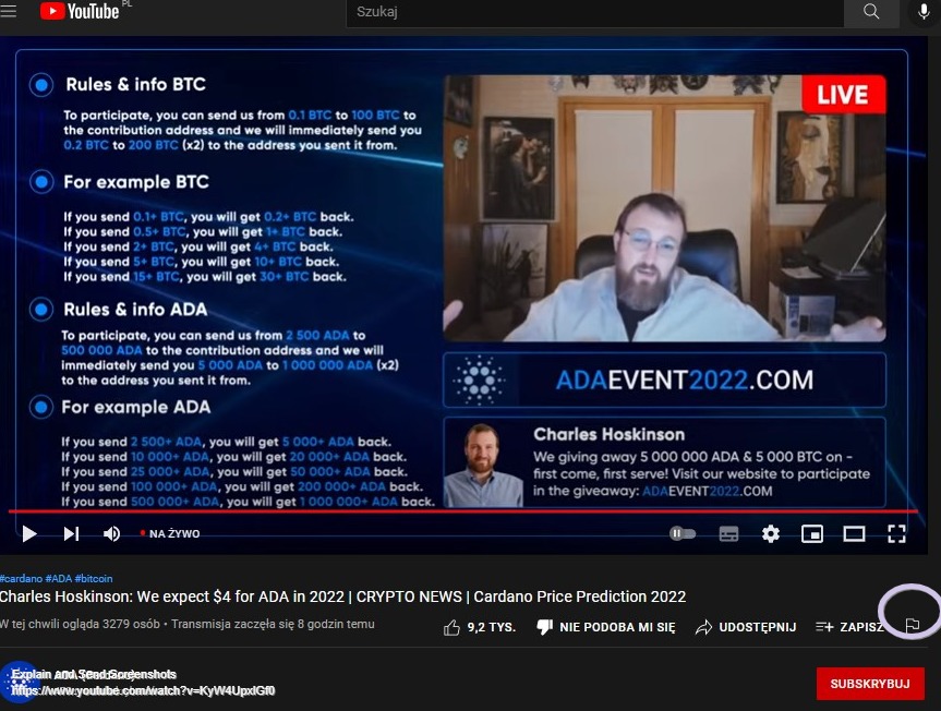 UWAGA na ten SCAM - niby kanał ma 492 000 subów, ale to SCAM, który leci teraz w sieci. Jak go zobaczycie zgłaszajcie od razu poprzez naciśnięcie flagi.