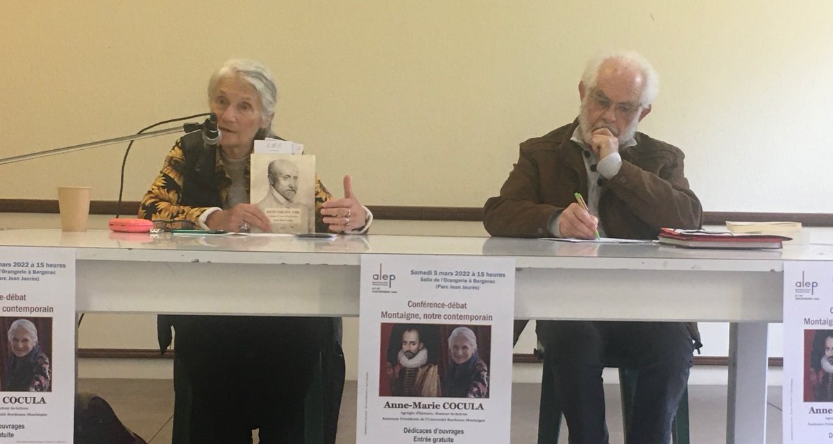Dans le contexte actuel, quel plaisir d’écouter Anne-Marie COCULA évoquer #Montaigne, l’humanisme et la concorde… 
Merci à l’ALEP #Bergerac pour l’organisation de cette conférence qui a fait salle comble 👍 <a href="/al_rousset/">Alain Rousset</a>
