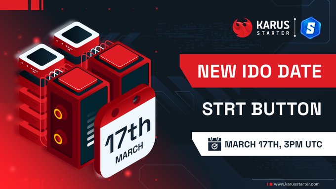 coincurt's tweet image. 🎉Win a whitelist spot in @strtbutton #IDO on @KarusStarter🚀

📅 Registration closes on March 16, 2022

🗒️ Register:- app.karusstarter.com/ido/0xCD424Ec0…

More Details of IDOs at:- coincurt.com/coin_offer   

#STRTButton #PublicSale #DeFi $STRT $KST #Crypto #IDO