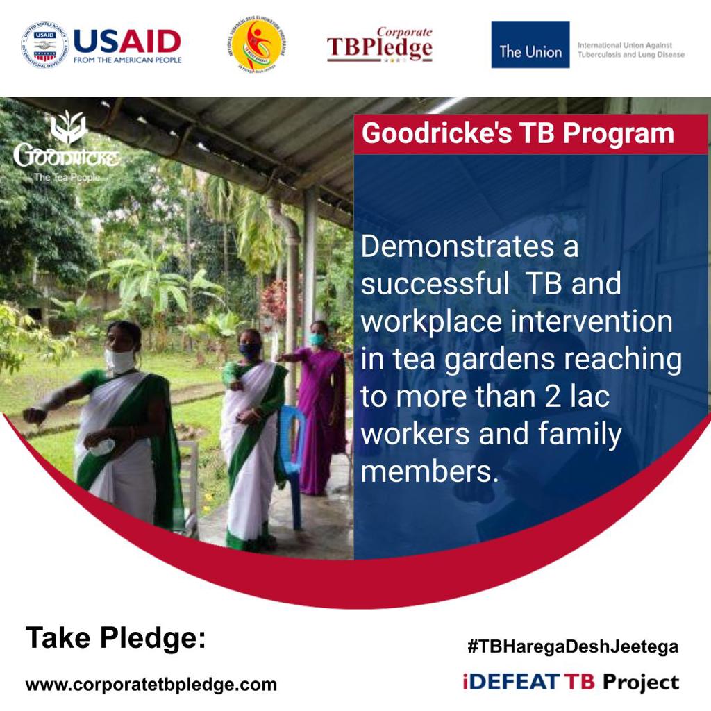 Goodricke group, a Corporate TB Pledge Diamond member, demonstrates a successful TB and Workplace intervention in its tea gardens in Assam and West Bengal.
#iDEFEATTB #CorporateTBPledge #TBMuktBharat