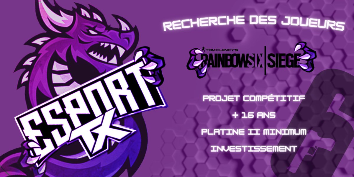 🔊🔊RECRUTEMENT🔊🔊

Ouverture de 2 nouveaux rooster raimbow six siège 

Nous recherchons des joueurs pour un nouveau projets 

Plateforme rechercher:
-rooster #XBOX
-rooster #PS4 #PS5
Critère 👇