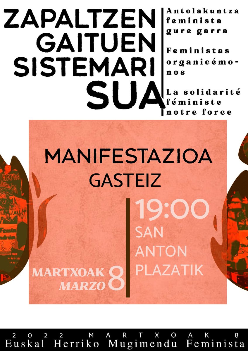 📢 MARTXOAK 8 DE MARZO
🕝 19:00
🏢 SAN ANTON