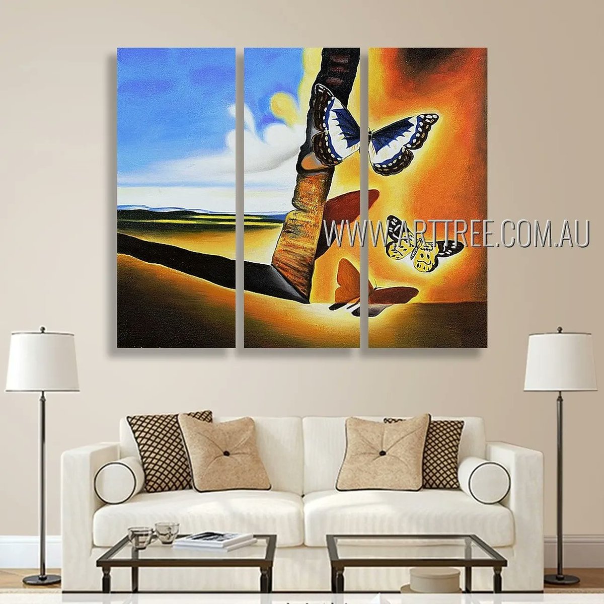 arttreework's tweet photo. Colorful flying butterflies, sky, clouds, shadow and hill animal landscape modern heavy texture artist handmade 3 piece split complementary paintings wall art set, framed artwork for sale adelaide.
https://t.co/waBAKmmhvf
#wallart #painting #giftideas #splitpainting #arttree https://t.co/WiMt0wvFBT