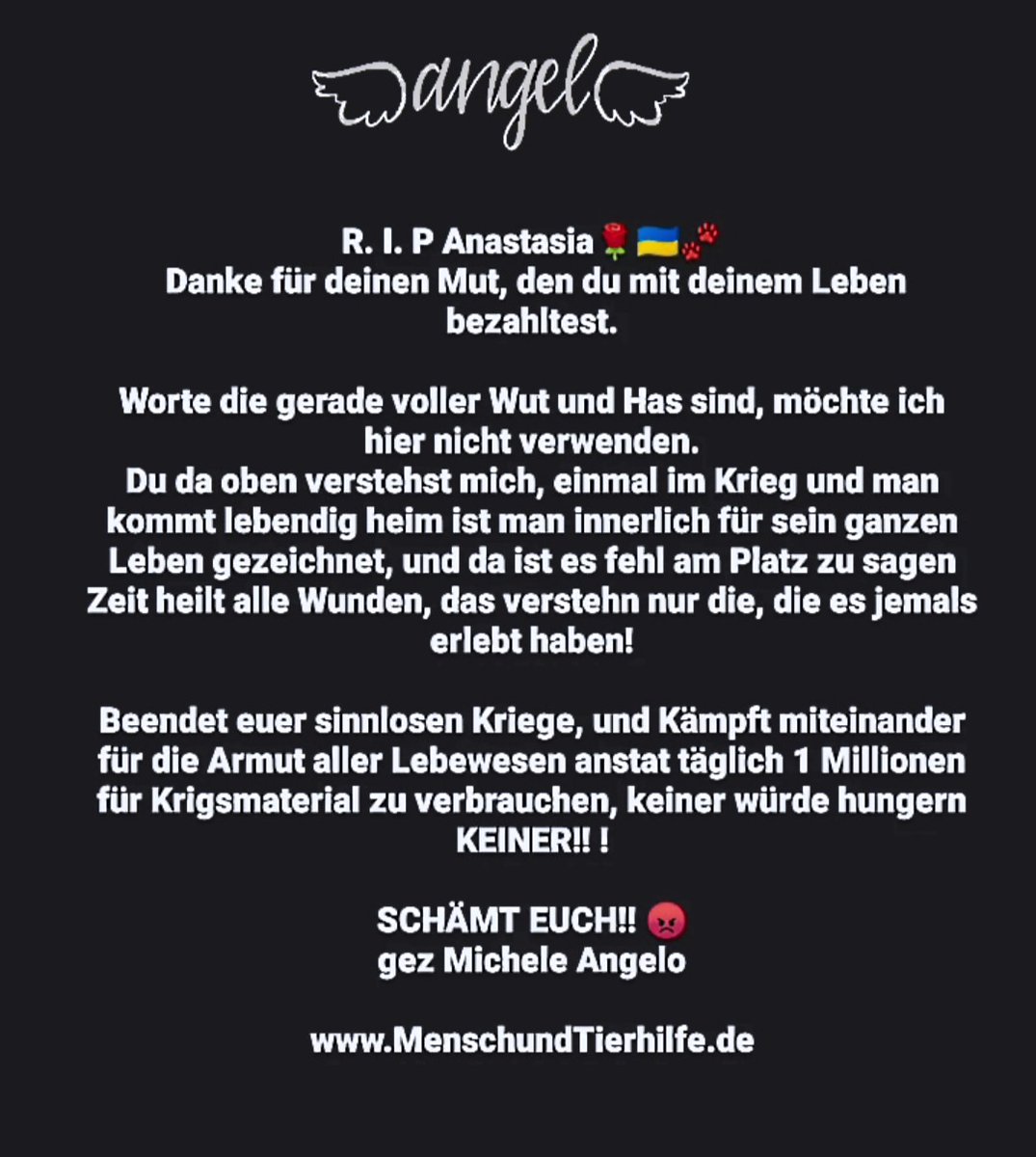 R.IP Anastasia
#MenschundTierhilfe
#StandWithUkraine
instagram.com/stories/michel…