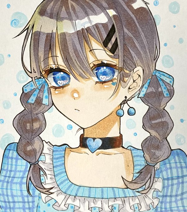 「hairclip heart choker」 illustration images(Latest)