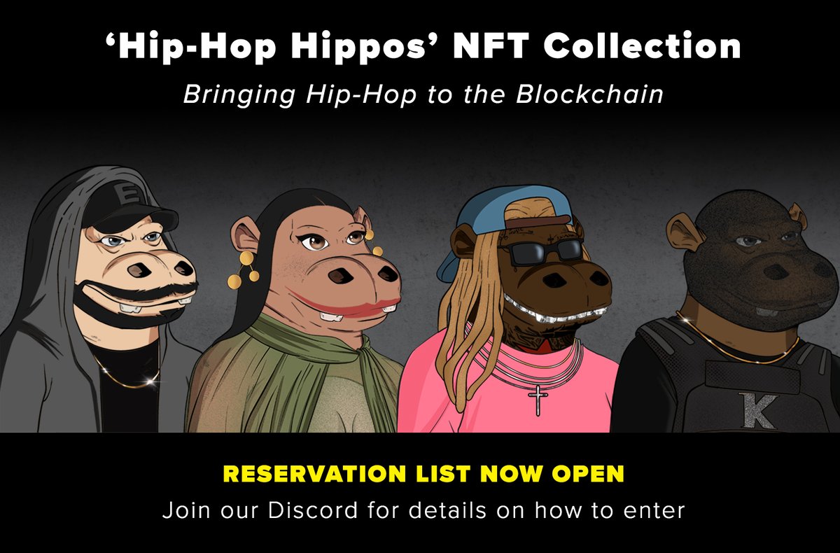 📣the mint reservation list for  #HipHopHippos #NFTDrop drop is live. join our discord for info on how to enter📣

..and for a chance to win an airdrop on mint day 👀

✅follow <a href="/NFGhost__/">NFGhost</a> 
✅RT this tweet
✅tag 3 friends 

⚡️winner announced in 48 hrs ⚡️

 #NFTartist #NFTGiveway