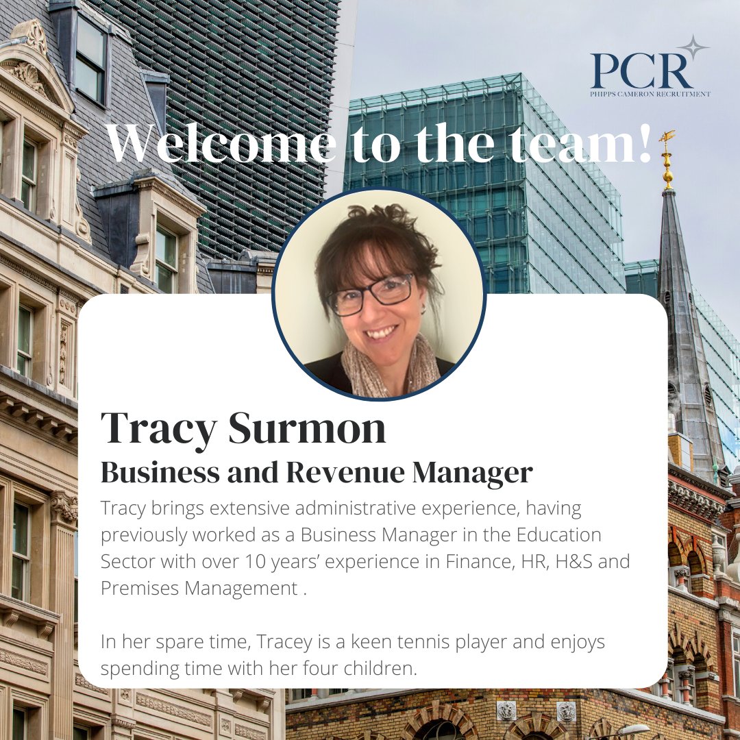 PCRecruit's tweet photo. Phipps Cameron Recruitment is very happy to welcome Tracy, our new Business and Revenue Manager, to the team!
Click the link to get to know more members of the PCR team: https://t.co/O65jMAjKi2
#welcome #pcrteam #welcometotheteam https://t.co/4IKmMlRFiK