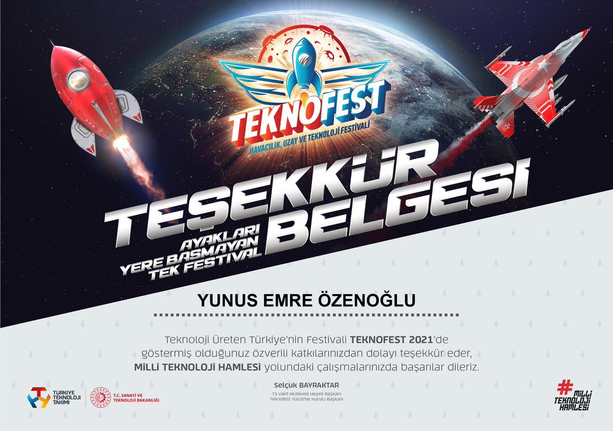 Teşekkürler, <a href="/Selcuk/">Selçuk Bayraktar</a> <a href="/teknofest/">TEKNOFEST</a> ✨