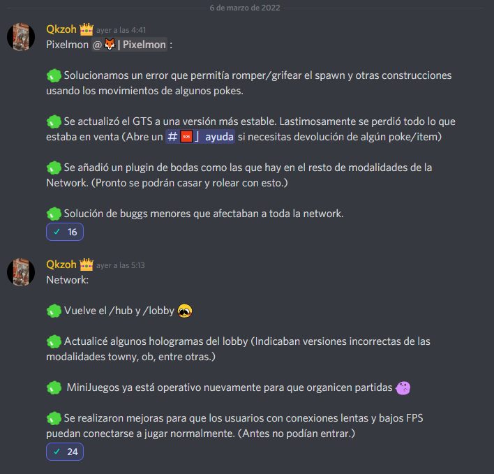 Cambios recientes realizados en nuestro pixelmon 1.12.2 - Lobby - Minijuegos 😜