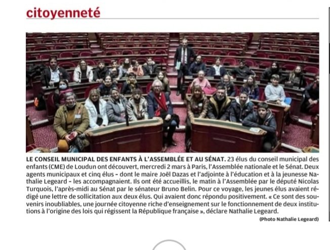 Les enfants élus du CME -conseil municipal des enfants - de Loudun ont été accueills au #sénat et à  l'#assemblée nationale  <a href="/Loudunet/">Tourisme Loudunais</a>