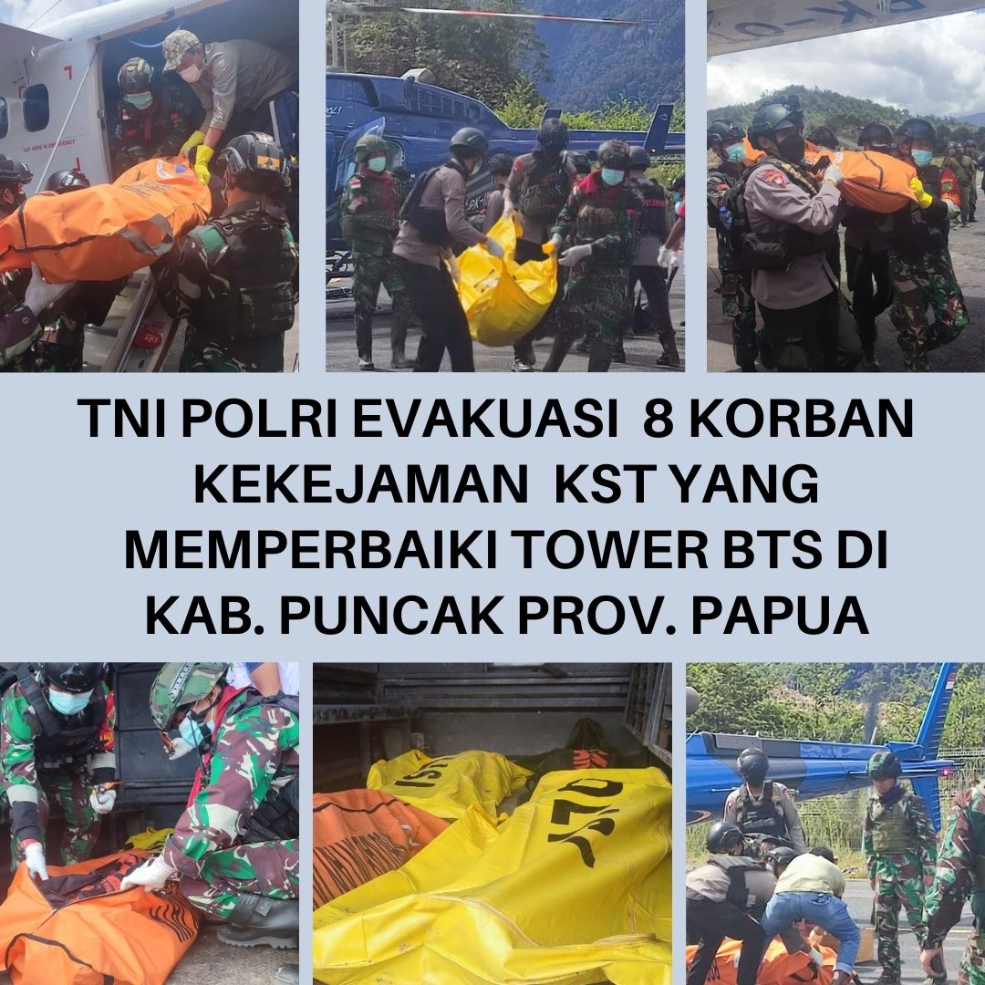Torangcintapap1's tweet photo. TNI/Polri evakuasi 8 korban kekejaman KST saat sedang memperbaiki tower BTS di Kab. Puncak, Papua
#KSTteroris
#hancurkanKST
#Papuaindonesia https://t.co/HM5ntxYKsU