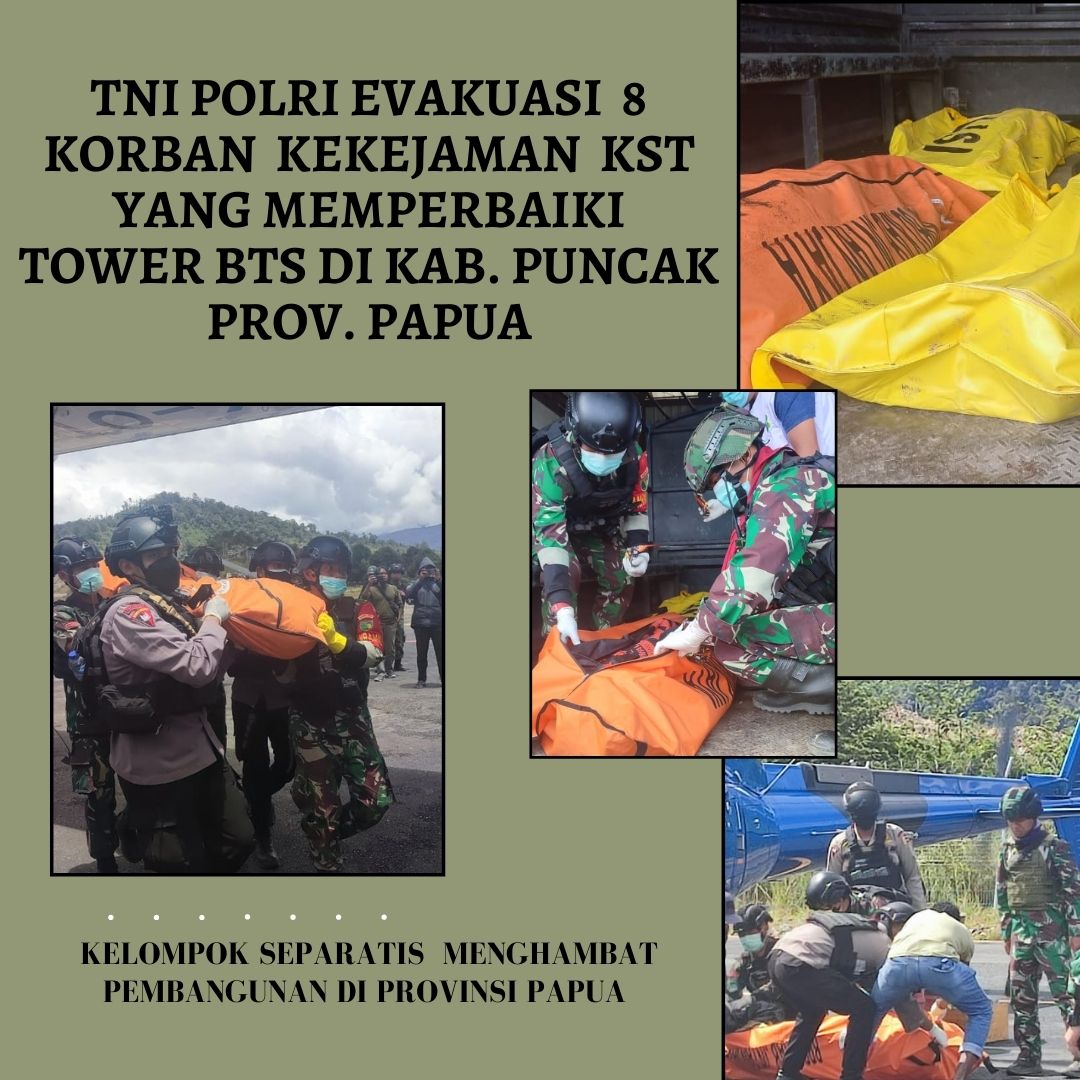Torangcintapap1's tweet photo. TNI/Polri evakuasi 8 korban kekejaman KST saat sedang memperbaiki tower BTS di Kab. Puncak, Papua
#KSTteroris
#hancurkanKST
#Papuaindonesia https://t.co/HM5ntxYKsU