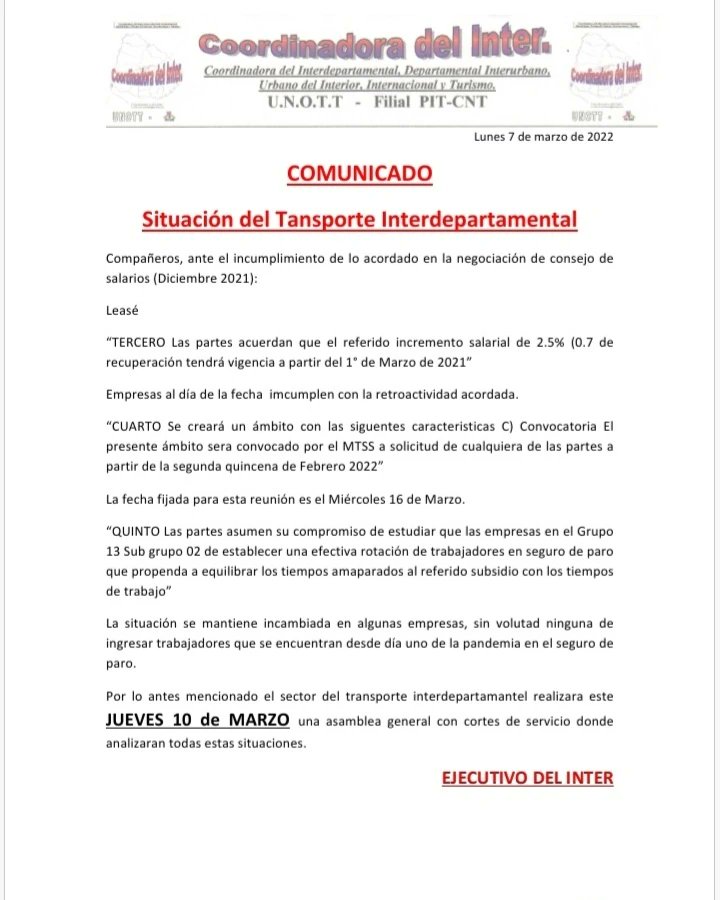 CoordInterUnott's tweet photo. ASAMBLEA GENERAL DEL INTERDEPARTAMENTAL. DE CARÁCTER GRAVE Y URGENTE.  JUEVES hs10. LOCAL SINDICAL ex SUO. Juan Manuel villagran 1289. https://t.co/z12iu8A3cW