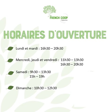 Les vacances sont terminées...pour vous consoler, venez à l'épicerie car les horaires d'ouverture reprennent leur rythme normal, du lundi au dimanche !