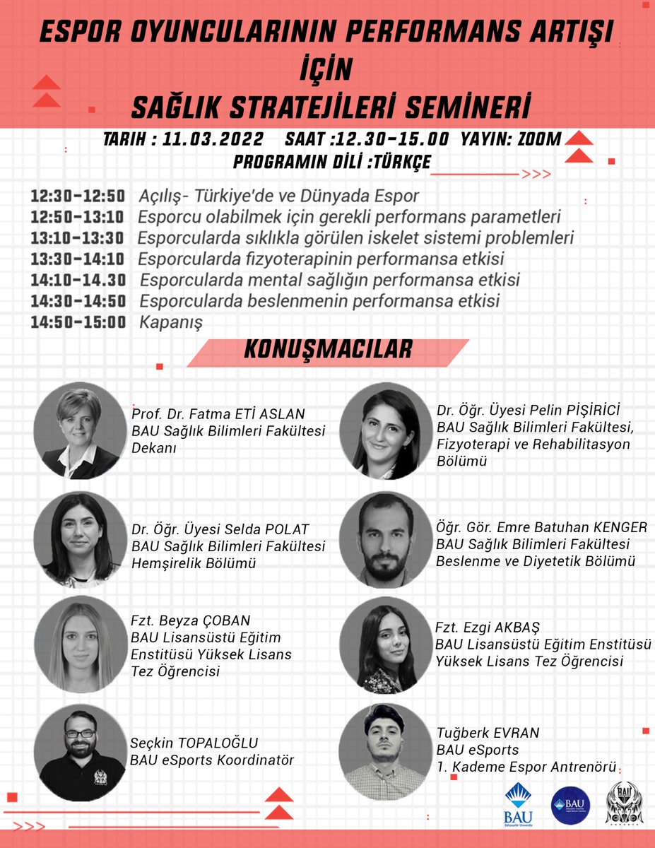 Espor Oyuncularının Performans Artışı için Sağlık Stratejileri” isimli seminerimize davetlisiniz!

Fakültemiz ve Espor kulübümüz ile gerçekleştireceğimiz seminerimizde Espor oyuncularının performans artışı için sağlık gereksinimlerini ve sakatlık önleyici stratejileri konuşacağız