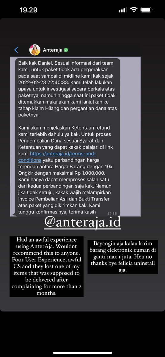 deeiceeee's tweet photo. So disappointed with @anteraja_id https://t.co/ml0WahmRnu