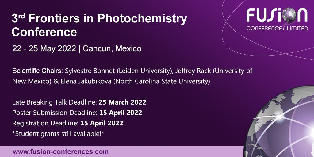 FrontEnergyRes's tweet photo. Highlighting the below #photochemistry #conference #FIP22 happening in May 2022 with chairs @BonnetSylvestre, @drjeffrack and Elena Jakubikova.
Check out the website, register and apply for a talk or a poster!
https://t.co/bSYTedicmJ https://t.co/1f2Y5Iz2lb
