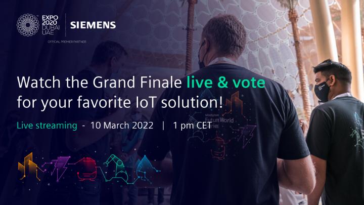 32 startups, 5 topics, 7 winners! 🎬 Watch the Grand Finale of the MindSphere Future World Series live on March 10 and vote for your Community Choice Award Winner!

Save the date &amp; learn more: sie.ag/3CgMmQS
#WEimpACT #Expo2020 #MindSphere #IIoT