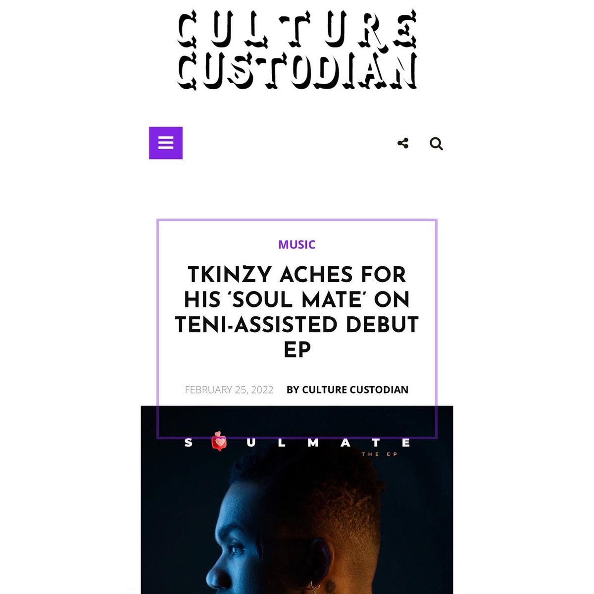 Afroplugmedia's tweet photo. Client in News!!!

Two weeks ago @Tkinzystar dropped his new EP SOULMATE. It’s a blend of highlife, Afro pop and electronic pop music.

Listen here https://t.co/HwiKG7FwU7

#afroplugmedia #tkinzy #teni https://t.co/BXmOxW6jGC