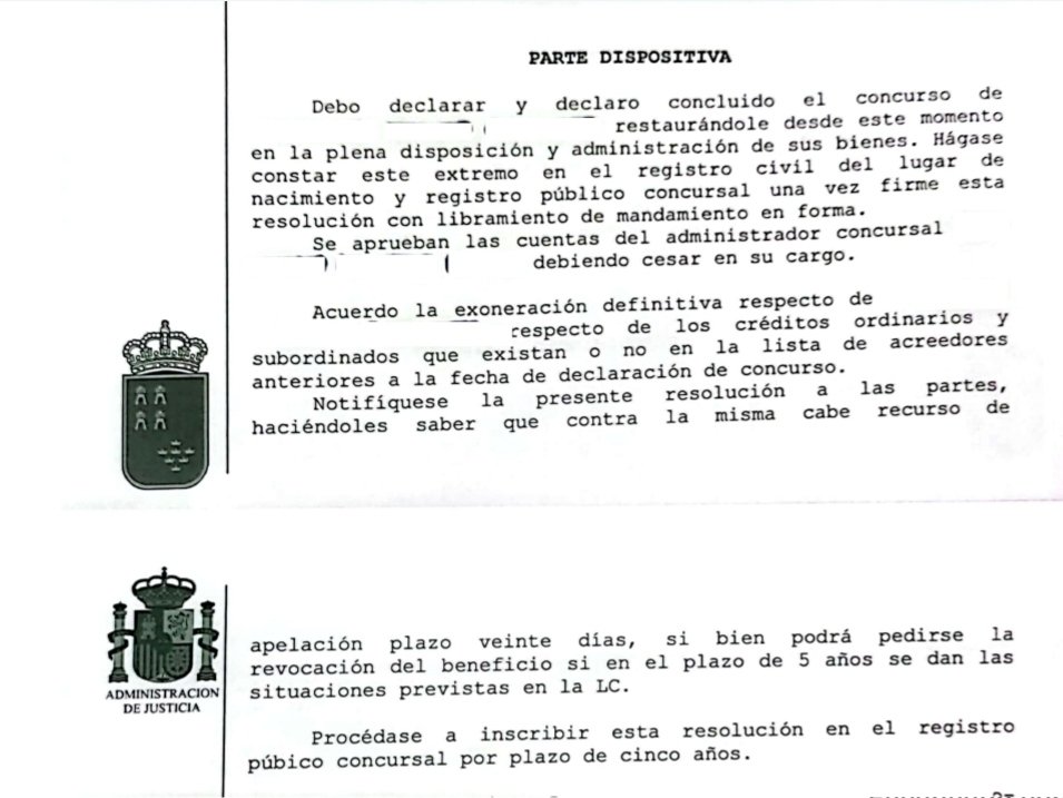 Otra exoneración de deudas conseguida, otro cliente satisfecho. La #Segundaoportunidad se traduce muchas veces en devolver dignidad y esperanza a las personas y que los  errores pasados no lastren el futuro.