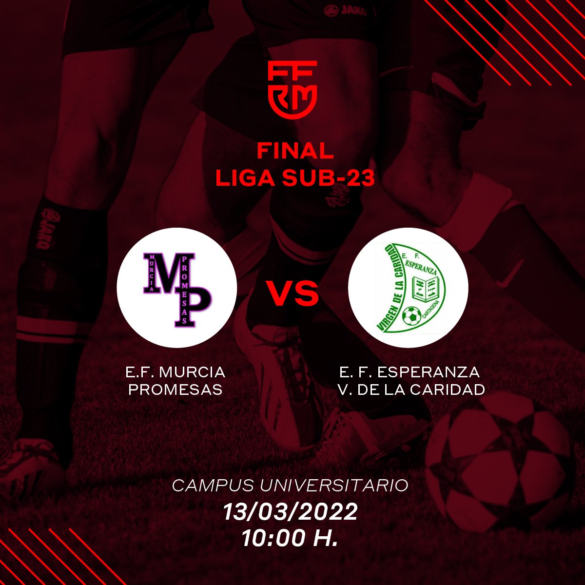 🏆 #FinalLigaSub23FFRM | 🧐 ¡Buscamos campeón de la Liga Sub-23! / 🆚 <a href="/MPLigaNacional/">Murcia Promesas</a> y <a href="/esperanzaautono/">E.F. Esperanza.</a> lucharán por el título.

📅 Este domingo 13 de marzo (13h) se miden los mejores de cada grupo. ¡Suerte a ambos 🤝!

#PREVIA ➡ ffrm.es/posts/news/333…