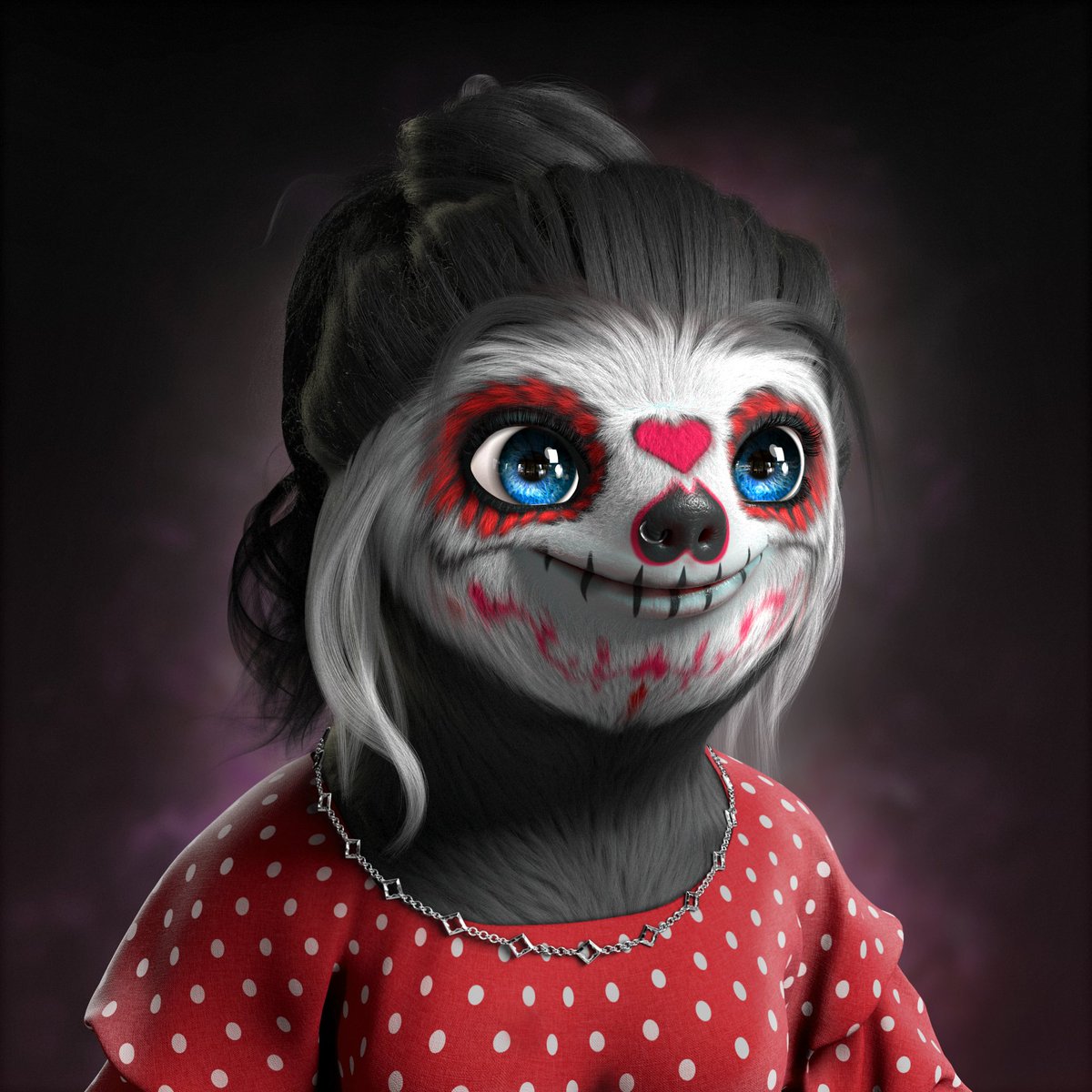 Look at this beauty inspired by “Day of the dead”.

How do you like our first female sneak-peek? 
───────────────
Mint is live - hypersloths.com Will you get a male, female or legendary?

 GOGOGO!