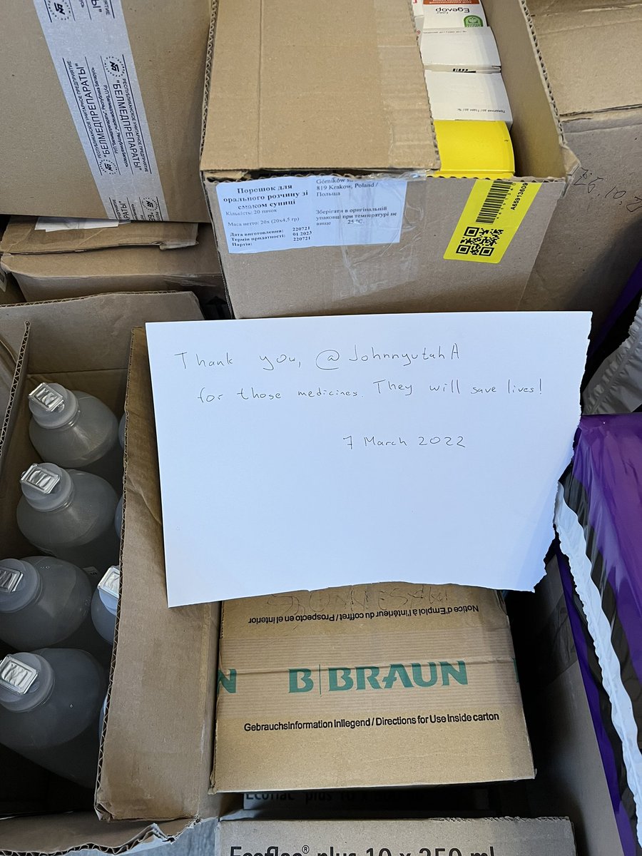 avelykyy's tweet photo. Thanks to @JohnnyutahA we were able to buy medicines that soon will be distributed to those who need them the most. We continue our work at humanitarian camp and value your support. If you are willing to help - let me know, I will be happy to provide report on where your funds go https://t.co/tNKWsh9efN
